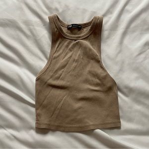 ZARA | Beige Cropped Tank Top